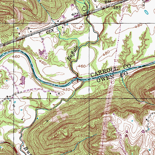 Topographic Map of Buffalo Creek, KY