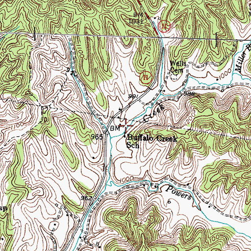 Topographic Map of Buffalo Creek School, KY