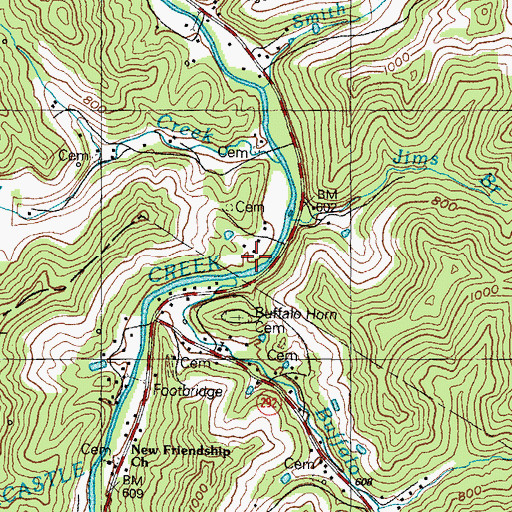 Topographic Map of Buffalo Horn Branch, KY