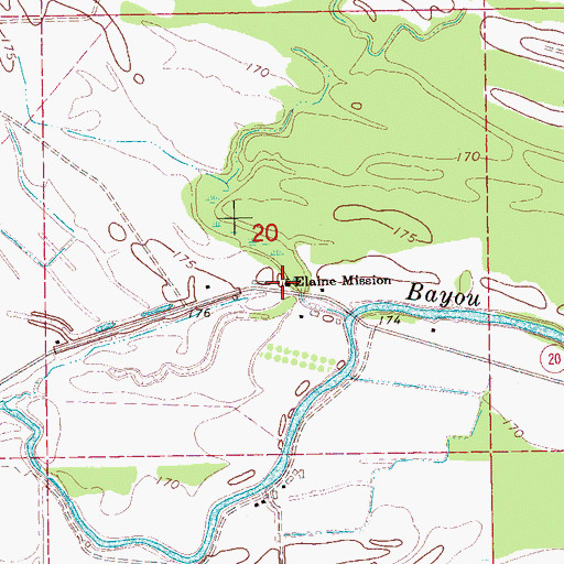 Topographic Map of Elaine Mission, AR