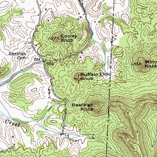 Topographic Map of Buffalo Lick Knob, KY