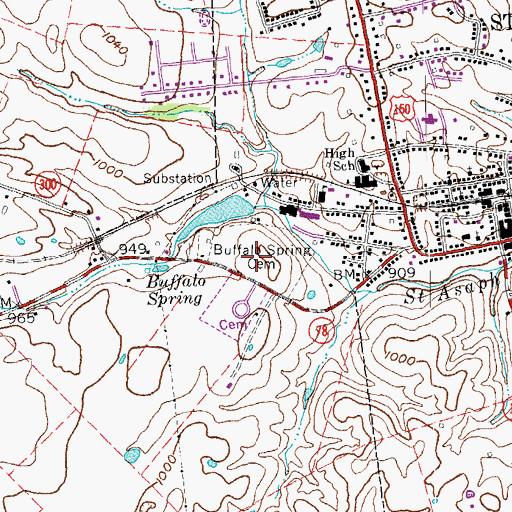 Topographic Map of Buffalo Spring Cemetery, KY