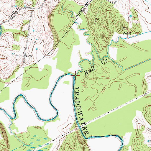 Topographic Map of Bull Creek, KY