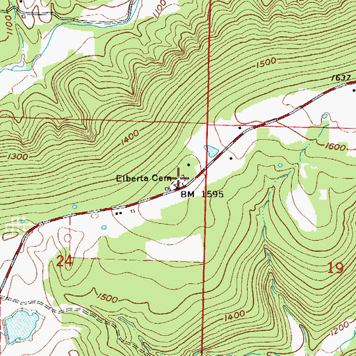 Topographic Map of Elberta Cemetery, AR