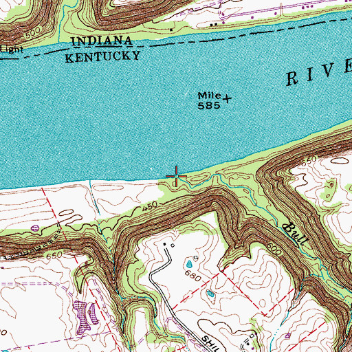 Topographic Map of Bull Creek, KY