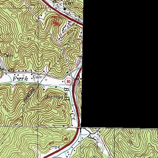 Topographic Map of Bull Creek Church, KY