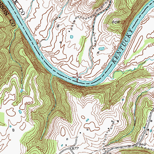 Topographic Map of Bull Run, KY