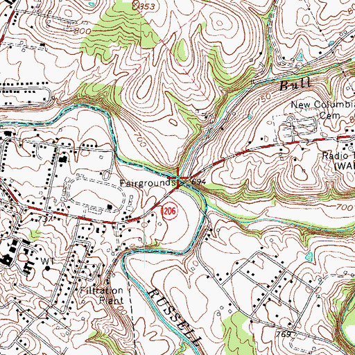 Topographic Map of Bull Run Creek, KY