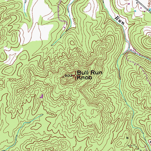 Topographic Map of Bull Run Knob, KY