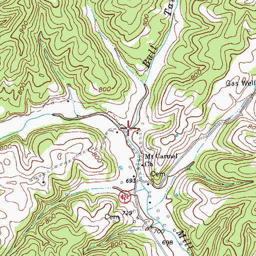 Topographic Map of Bull Tail Creek, KY