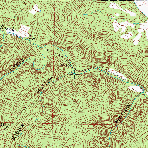 Topographic Map of Elbow Hollow, AR