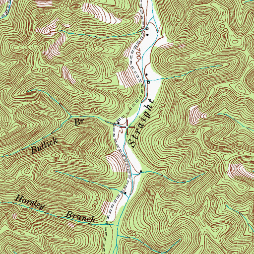 Topographic Map of Bullick Branch, KY