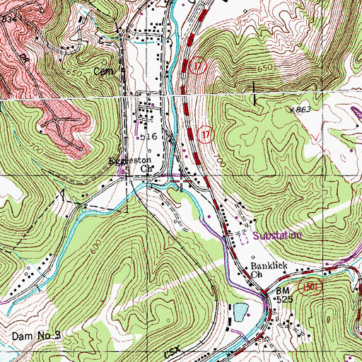 Topographic Map of Bullock Pen Creek, KY