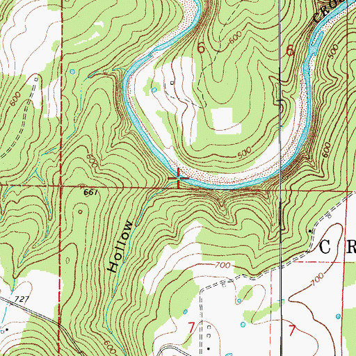 Topographic Map of Elbow Hollow, AR