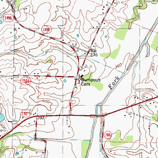 Topographic Map of Bumpous Cemetery, KY