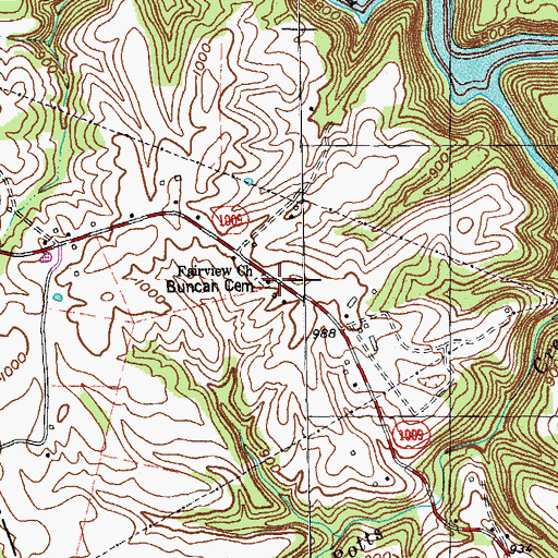 Topographic Map of Buncom Cemetery, KY