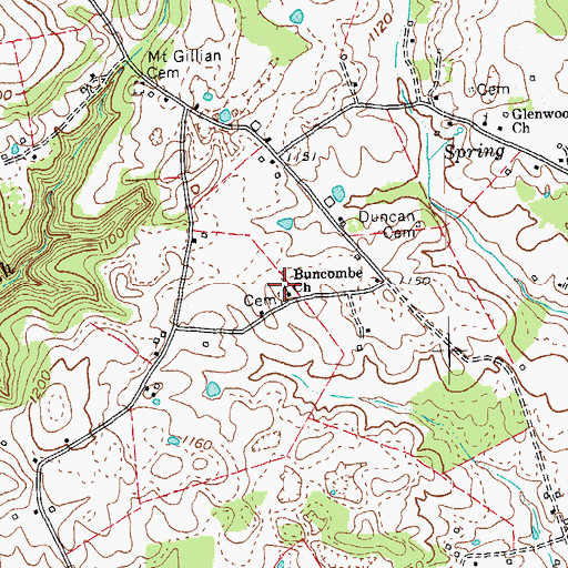 Topographic Map of Buncombe Church, KY