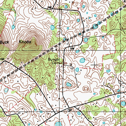 Topographic Map of Bunger Cemetery, KY