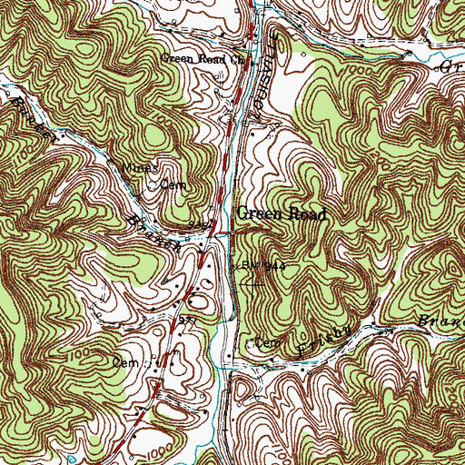 Topographic Map of Bunker Branch, KY