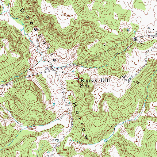 Topographic Map of Bunker Hill School, KY