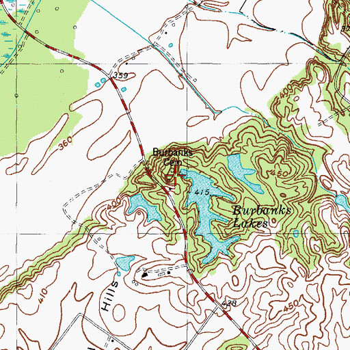 Topographic Map of Burbanks Cemetery, KY