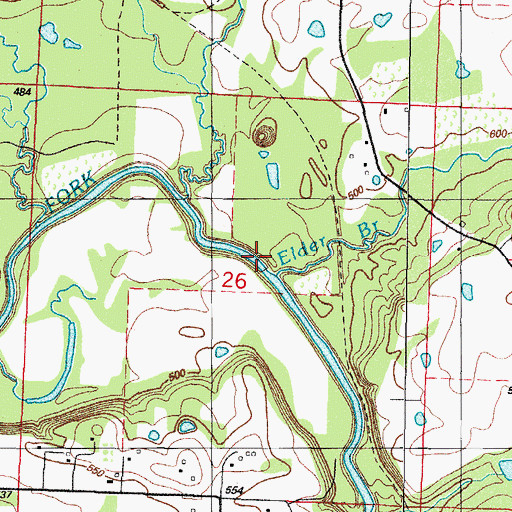 Topographic Map of Elder Branch, AR
