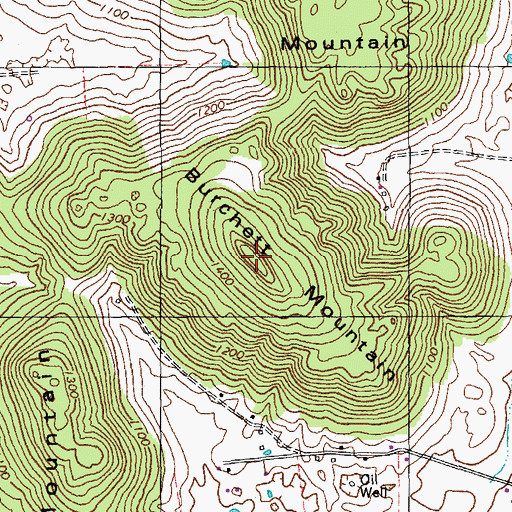 Topographic Map of Burchett Mountain, KY
