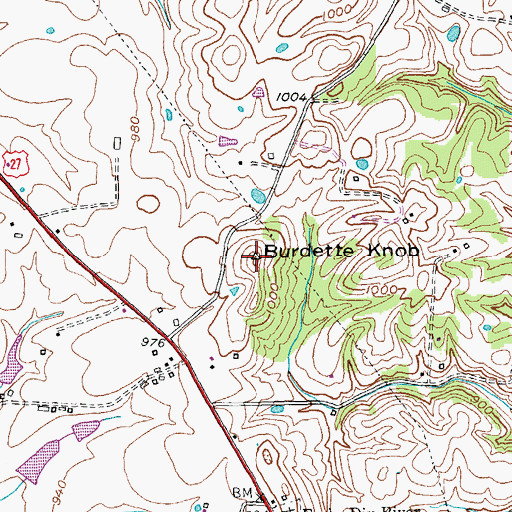 Topographic Map of Burdette Knob, KY