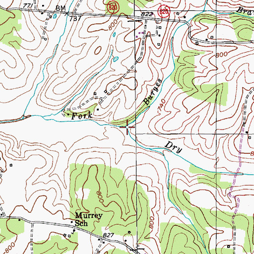 Topographic Map of Burges Branch, KY