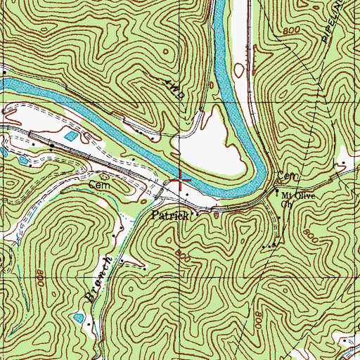 Topographic Map of Burgess Branch, KY