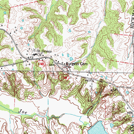 Topographic Map of Burgess Cemetery, KY