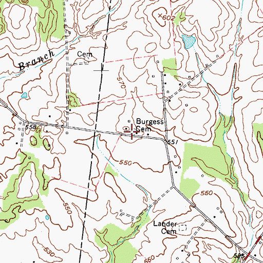 Topographic Map of Burgess Cemetery, KY