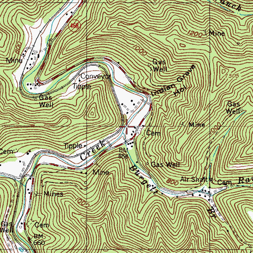 Topographic Map of Burgett Branch, KY