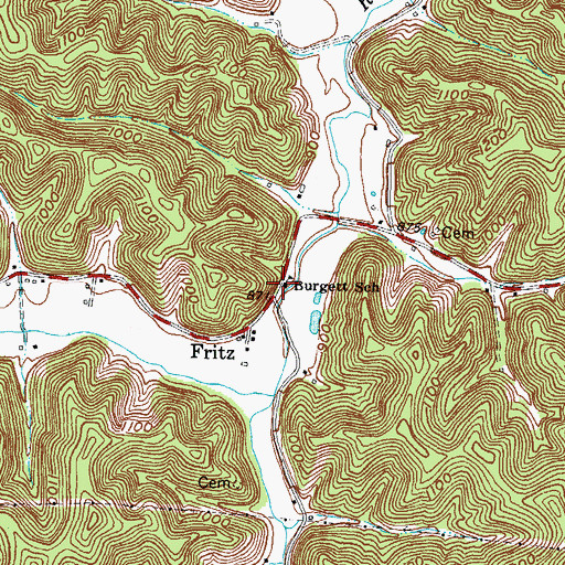 Topographic Map of Burgette Community Church, KY