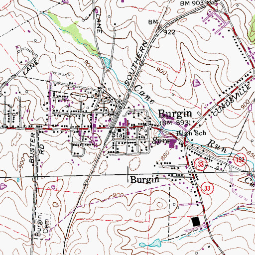 Topographic Map of Burgin, KY