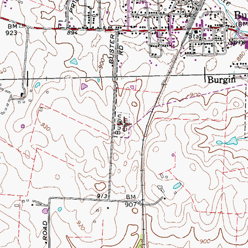 Topographic Map of Burgin Cemetery, KY