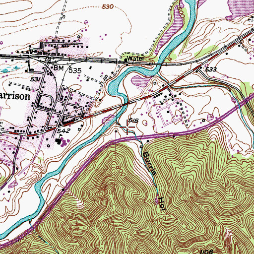 Topographic Map of Buris Hollow, KY