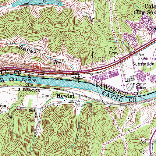 Topographic Map of Burke Branch, KY