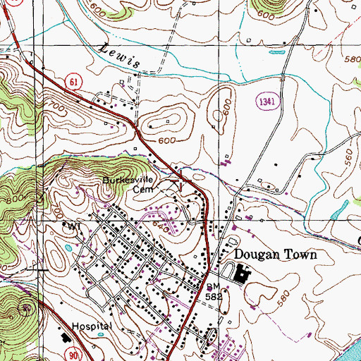 Topographic Map of Burkesville Cemetery, KY