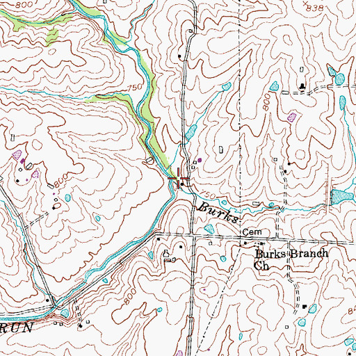 Topographic Map of Burks Branch, KY
