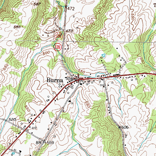 Topographic Map of Burna, KY