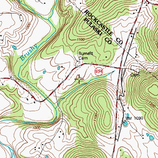 Topographic Map of Burnett Church, KY