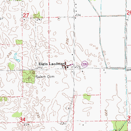Topographic Map of Elgin Landmark Church, AR