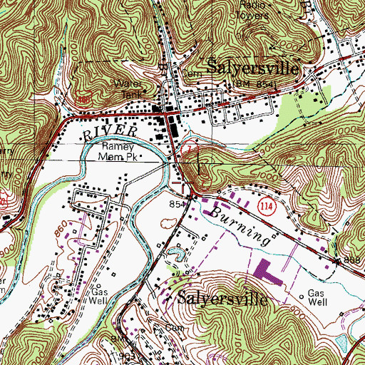 Topographic Map of Burning Fork, KY