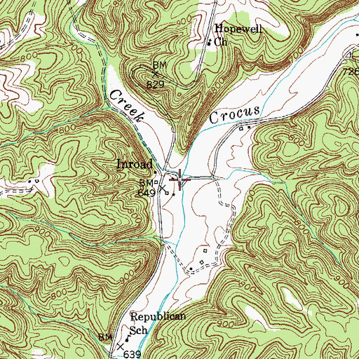 Topographic Map of Burns Creek, KY