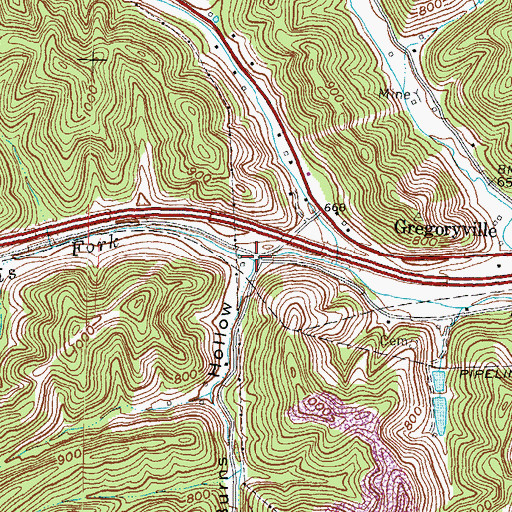 Topographic Map of Burns Hollow, KY