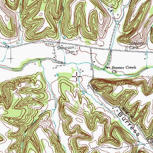 Topographic Map of Burg Creek, KY