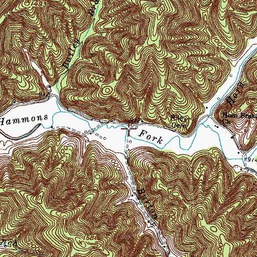 Topographic Map of Burton Branch, KY