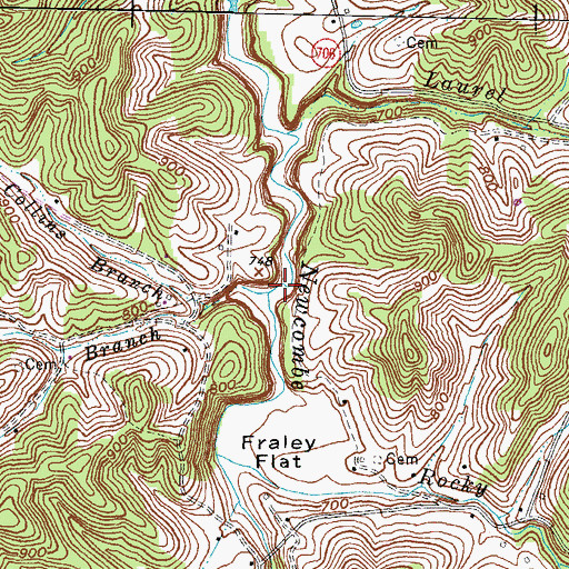 Topographic Map of Burton Branch, KY