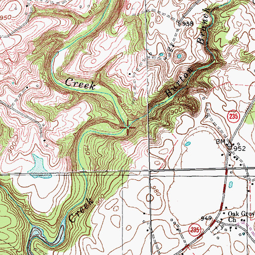 Topographic Map of Burton Branch, KY